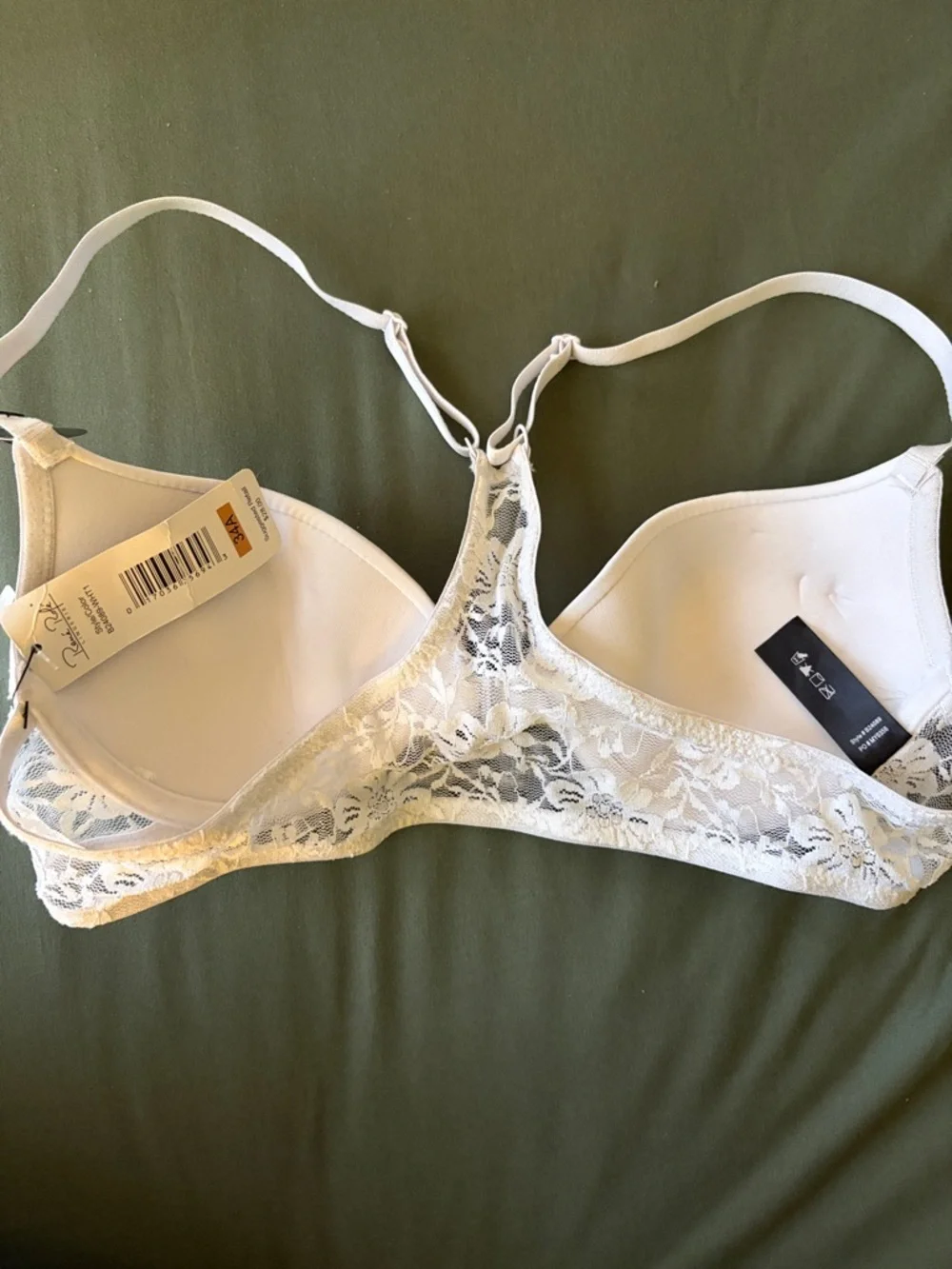 Rene Rofe White Lace Racerback Molded T-Shirt Bra - Picture 5 of 5